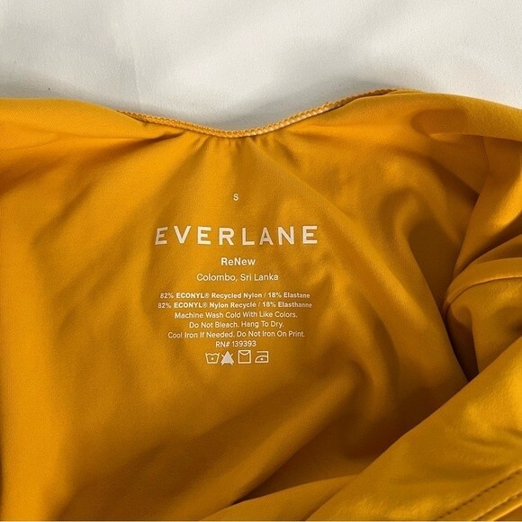 Everlane Women sz S Marigold Yellow Square Neck One Piece Swim Cheeky Open Back - Picture 5 of 8
